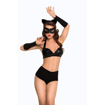 Catwoman cat costume: bra, shorts, gloves, glasses, ears, size M-1