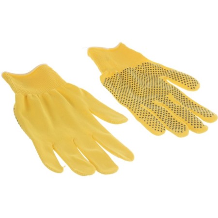 Gloves of nylon garden, knitting class 13, with PVC dots, size 9, yellow-1