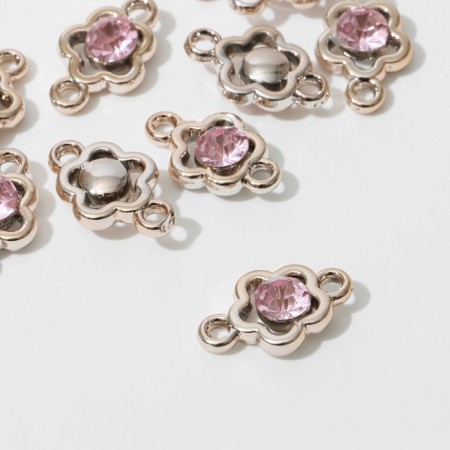 Connector "Flower" 2.4 × 1.5 × 0.7 cm, (set 10 pcs.), Lilac color in gold