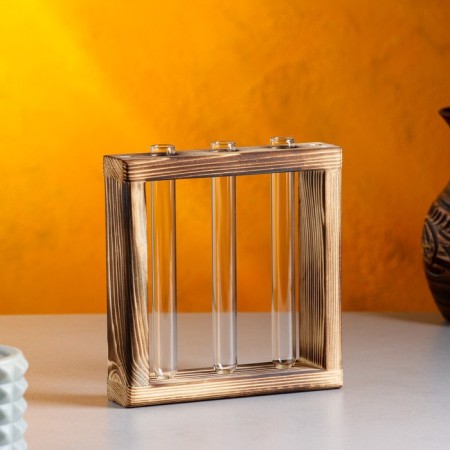 Kashpo wooden 15 × 4 × 15 cm with 3 flasks "Mini frame", firing we give beautifully-1