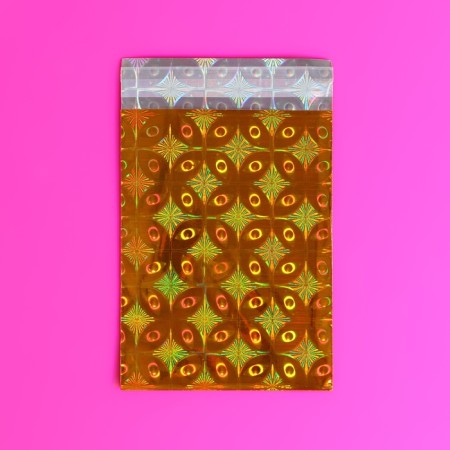 Gift holographic package with sticky tape, "charm", 7.5x12+2 cm-6