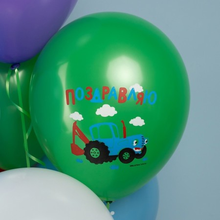 Shar Latex 12 "Blue Tractor", 1 tbsp., Set 10 pcs., Mix-6