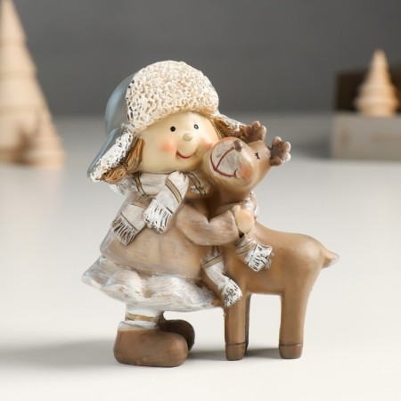 Souvenir Polystone "Baby/Baby in a head-hat, with a moose" Bezh MIX 4x8x10.5 cm-1