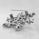 Brooch "Flower" polar, white-blue color in silver