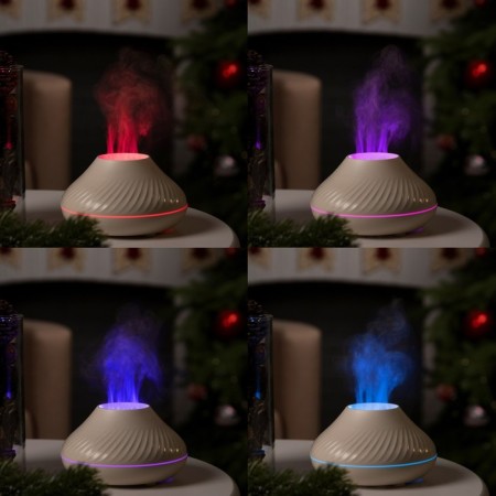 Air humidifier Luazon HM-10, flame effect, 130 ml, 4.5 watts, USB, white-1