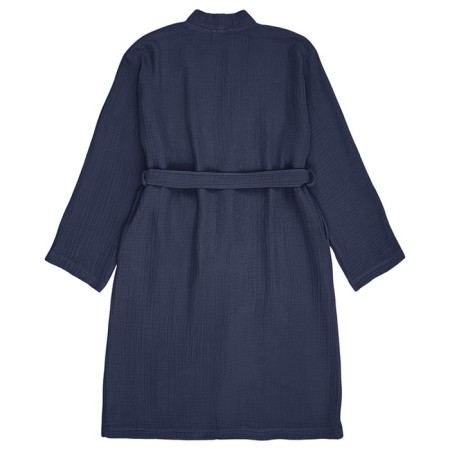 Essential bathrobe, multilayer muslin, size l, dark blue color-4
