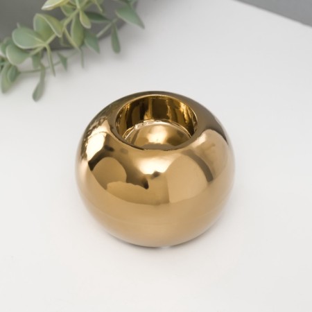 Ceramics candlestick per 1 candle "ball" d = 3.5 cm gold 9.5x9.5x6.5 cm-2