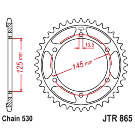 Leader star JT SPROCKETS JTR865-39, chain 530, 39 teeth