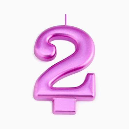 Candle for the Cake "European Giant", a number 2, 7 cm, purple metallic-2