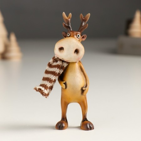 Souvenir Polystone "Losyash in a striped brown scarf" MIX 3x3x9.5 cm-1