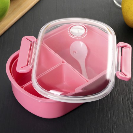 Lunch-Box Plastic "Practicality", 3 compartments, with removable cells, 18.5 × 14 × 7 cm, color mix-3