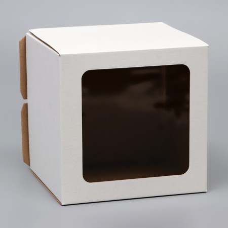 Box for the cake, with a window, without handles, white, 24 x 24 x 22 cm-2