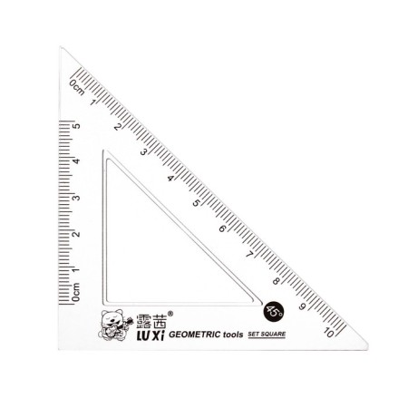 Geometric set "anime", (ruler, transporter, 2 squares) in the pencil case, mix-5