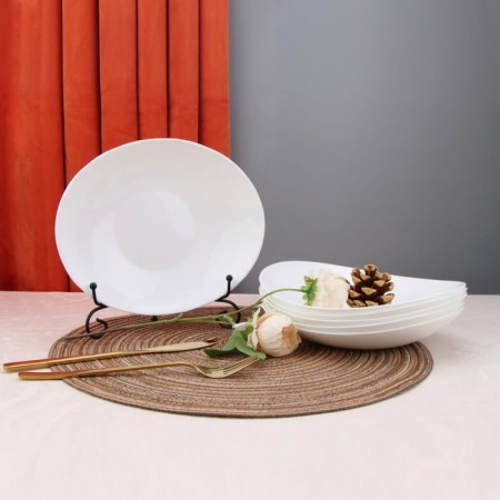 Dining plate Arya Home Ellipse, 6 pcs, d = 23 cm, white color
