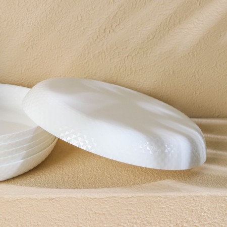 A set of dining plates luminarc diwali shells, d = 25 cm, glass ceramics, 6 pcs, white color-4