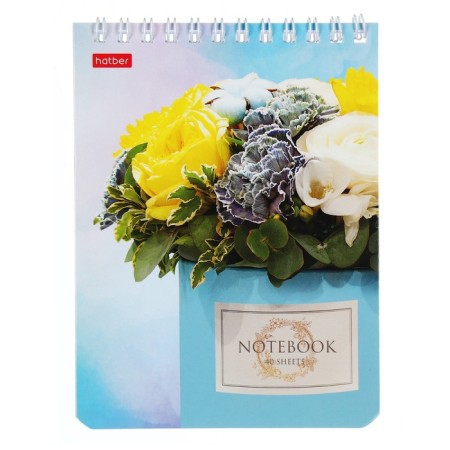 Notepad A6, 40 sheets on the crest "Flowers", cover coated cardboard, UV-lak, block 65 g/m2-4