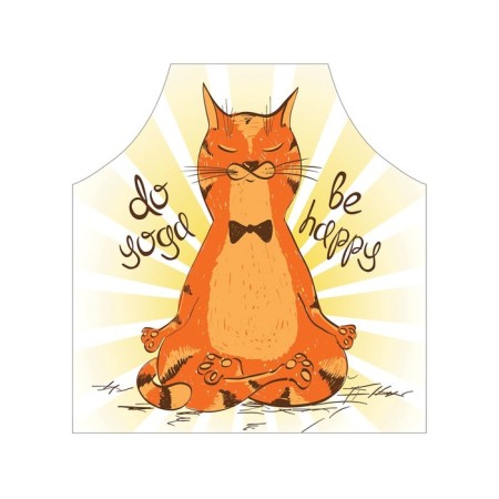 Apron of a kitchen with a photo print “Be happy”, adjustable, size OS-2