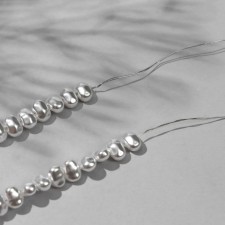 Plastic beads on the “Pearls” threads 0.7 × 0.5 × 0.4 cm, (set of 170 beads), white color