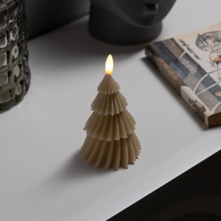 LED candle "Beam Christmas tree" 8 × 14.5 × 8 cm, wax, battery CR2032, glow warm white
