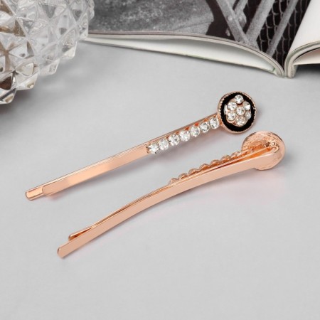 Invisible hair "Hadley" (set 2 pcs) circle, 6 cm, pink gold-1