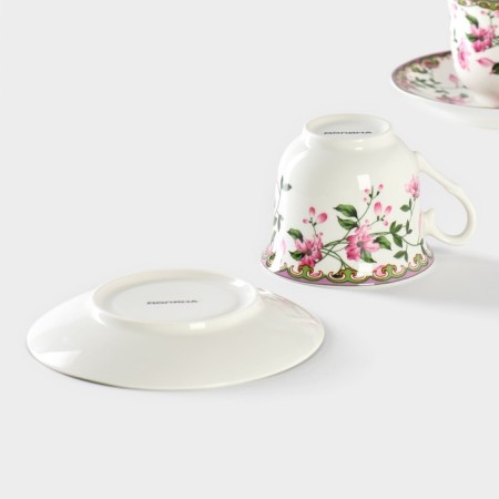 Service Porcelain Tea shade "Blanco", 4 items: 2 cups 220 ml, 2 saucers d = 14.2 cm, white color-6