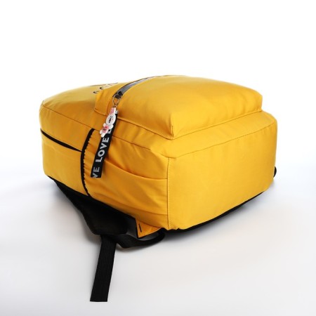 School backpack on lightning from textiles, 3 pockets, yellow color-2