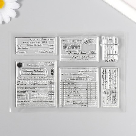 Stamp for creativity Silicon "Banking checks and extracts" 16x11 cm