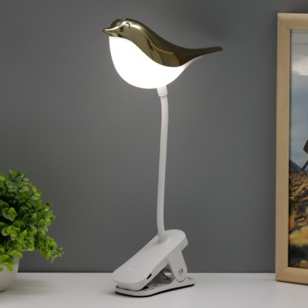 Table lamp on the clothespin "Bird" LED 3000-6000K 5W USB gold 20x7x34cm RISALUX-4