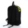 A backpack with a zipper, an outer pocket, 2 side pockets, black/yellow color