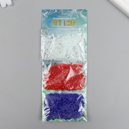 Round beads 6/0 "Matte Patriot" 3 colors x 20 g 20x8x0.7 cm-2