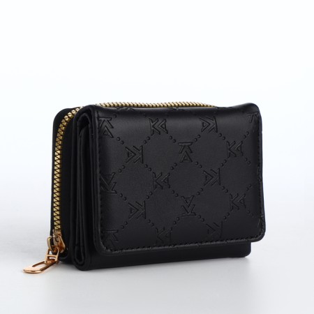 Women's wallet on the button, black color