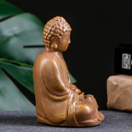 Buddha stands for incense "Sit" brown gold, 12cm-1