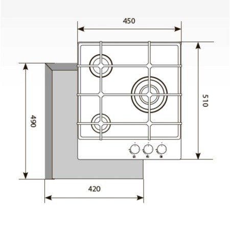 The hock surface Lex GVG 431c IV, gas, 3 burners, beige glass/bronze-2
