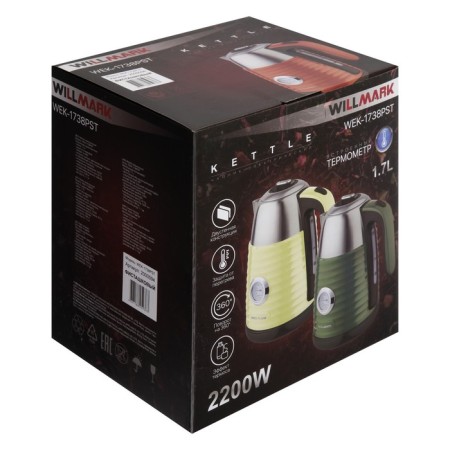 Electric kettle Willmark WEK-1738PST, plastic, Metal flask, 1.7 l, 2200 watts, green-2