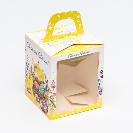 Easter box with the "Chickens" window 15 x 15 x 18 cm-2