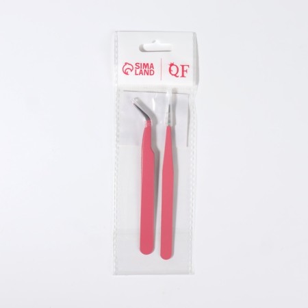 A set of tweezers for eyelash extensions, 2 pcs, color mix-6