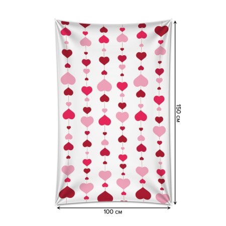 Decorative panel with photo printing "Girland from hearts", vertical, size 100x150 cm-1