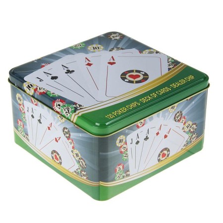 Poker, set for the game (maps 54 pcs, chips 120 pcs.), With a face value, 15 x 15 cm-6