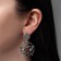 Earrings "Spiders", red color in black silver