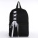 School textile school backpack with a white ribbon, 38x29x11 cm, black color, lightning department