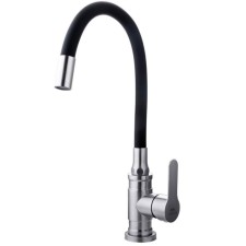 Fashun A54401-7 kitchen mixer, single-leaf, flexible spout, stainless steel, black
