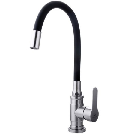 Fashun A54401-7 kitchen mixer, single-leaf, flexible spout, stainless steel, black