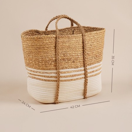 Belly basket wicker Sl Home Orden, cotton, hyacinth, 42 × 24 × 35 cm-1