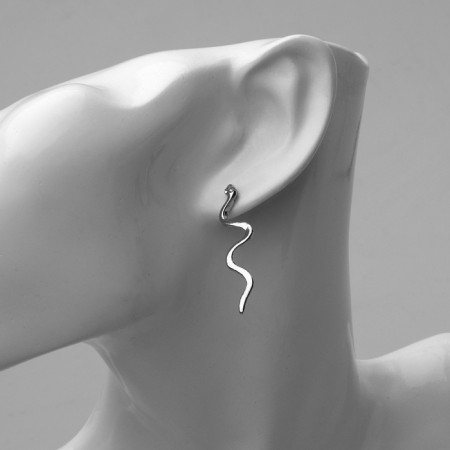 Earrings Metal "Snake" miniature, silver color-3