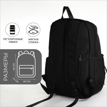 School backpack on lightning, 5 pockets, black color-1