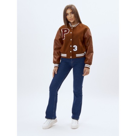 Brown brown leather bomber, size 46-8