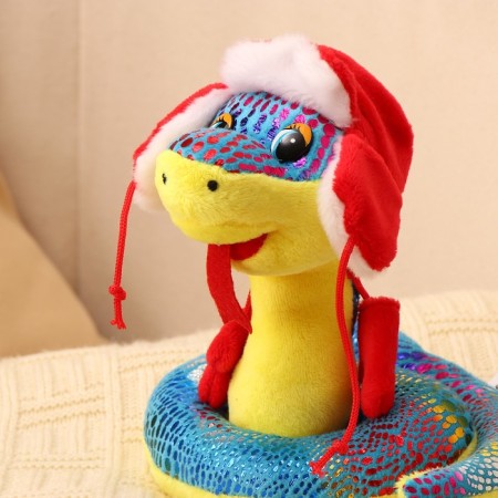 Soft toy "Snake", in a hat ear, 15 cm, blue color-2