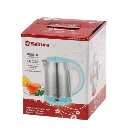 Electric kettle Sakura SA-2147R, metal, 1.8 l, 1800 watts, red-5