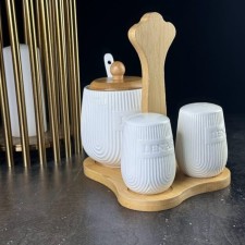 Supreme for spices with sugar tower Lenardi Bamboo, on a stand