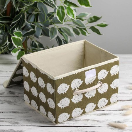 Stellid box for storage with a hedgehog lid, 25 × 20 × 17 cm, green color-2